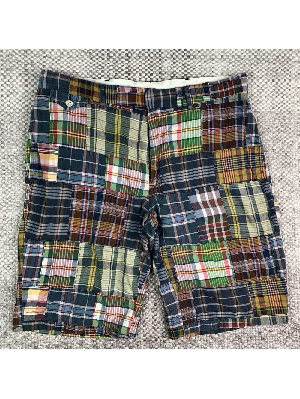 Ralph Lauren Sportswear Patchwork Madras Shorts Men’s 32 Plaid Cotton Preppy